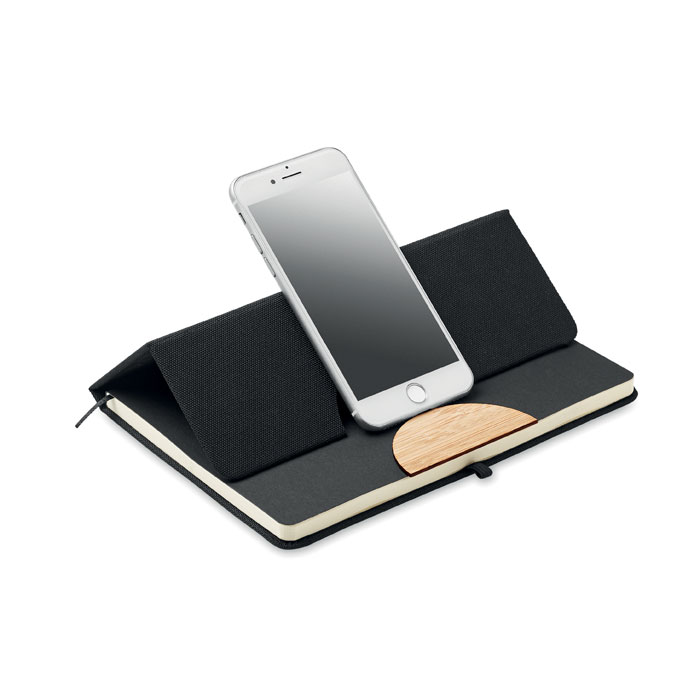Notebook with phone stand